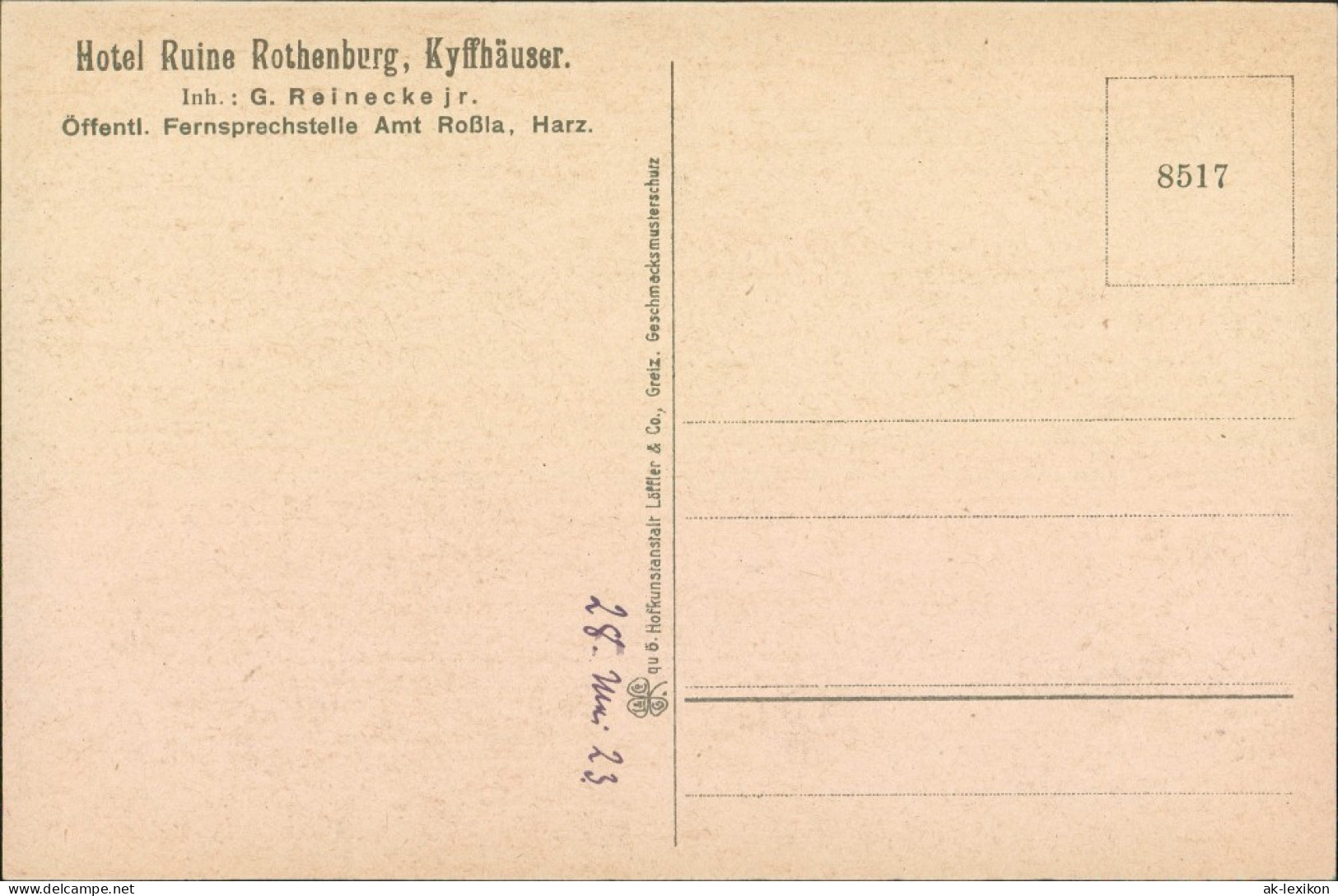 Steinthaleben-Kyffhäuserland Ruine Rothenburg Am Kyffhäuser 1923 - Kyffhäuser