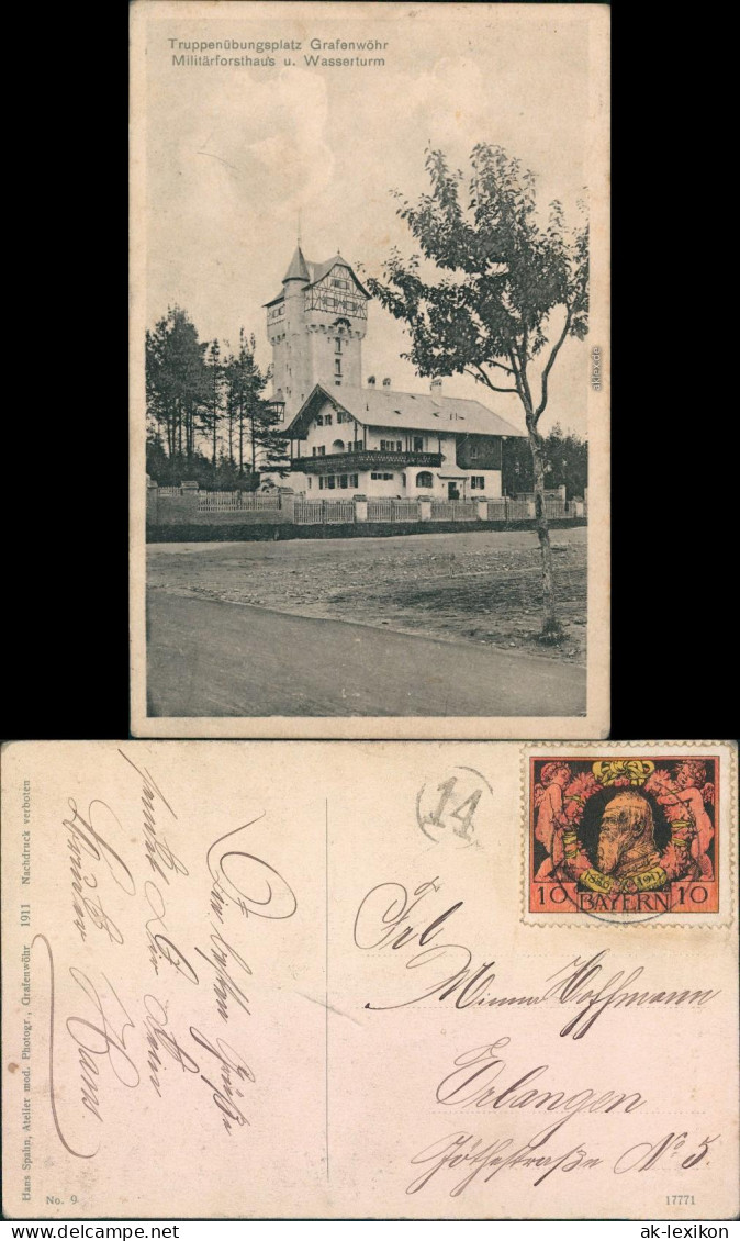 Grafenwöhr Truppenübungsplatz - Militärforsthaus U. Wasserturm 1911 - Grafenwoehr