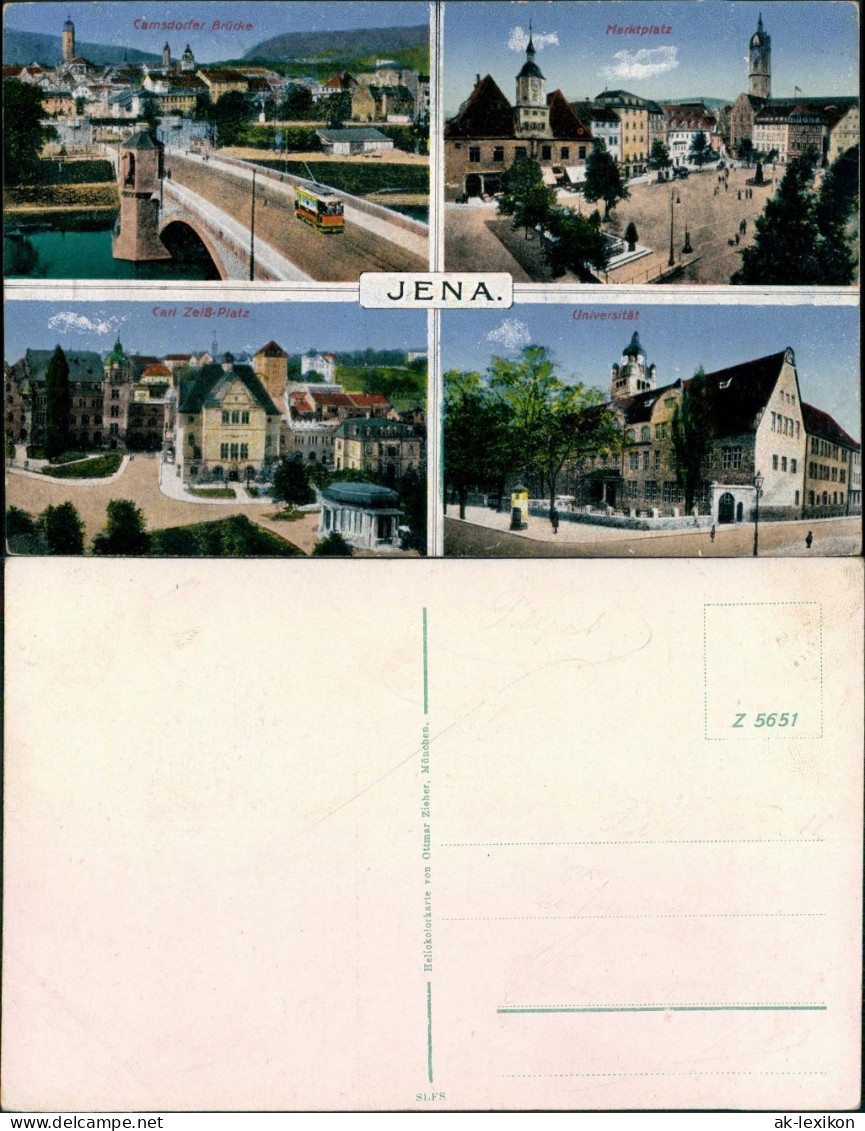 Jena Camsdorfer Brücke, Marktplatz, Carl Zeiß-Platz, Universität 1918 - Jena