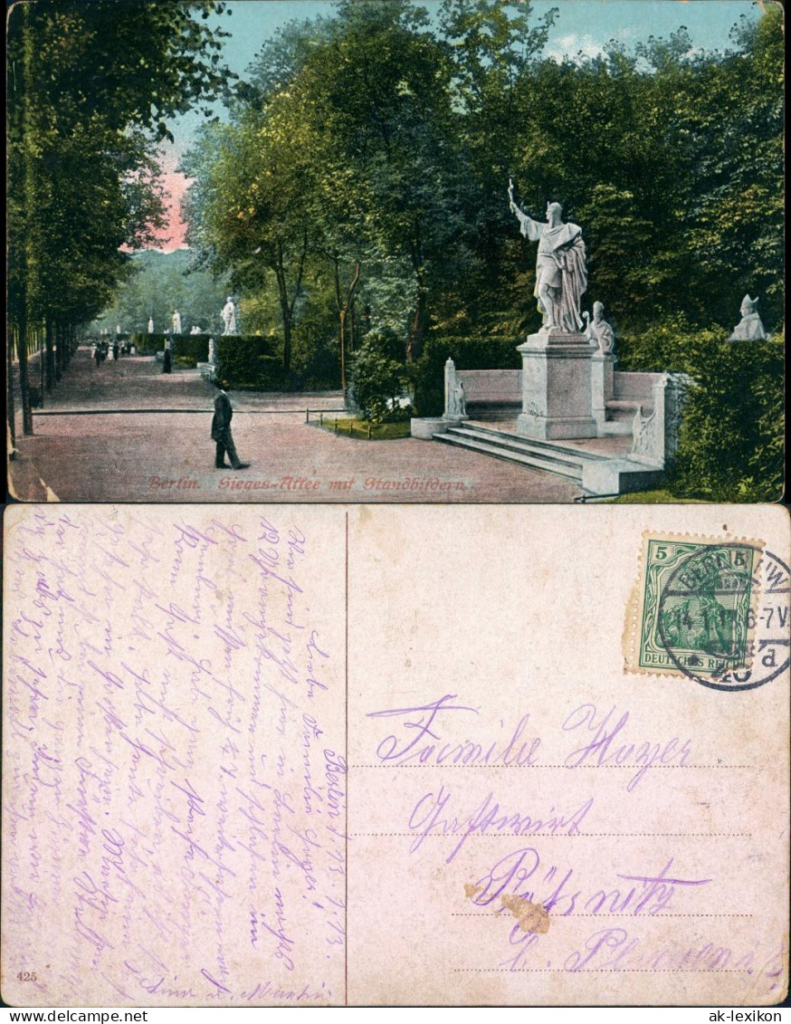 Ansichtskarte Tiergarten-Berlin Siegesallee Mit Standbildern 1913 - Dierentuin