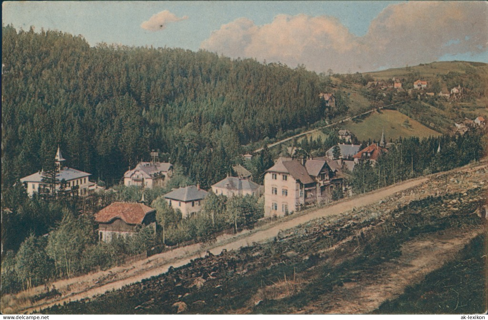 Kipsdorf-Altenberg (Erzgebirge) Panorama-Ansicht - Coloriert 1927 - Kipsdorf