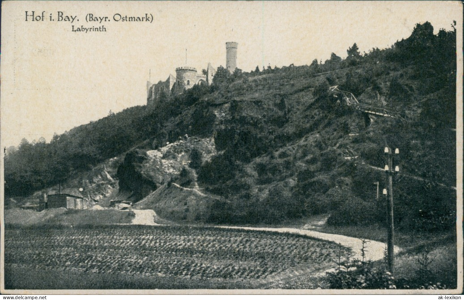 Ansichtskarte Hof (Saale) Labyrinth - Burg 1922 - Hof