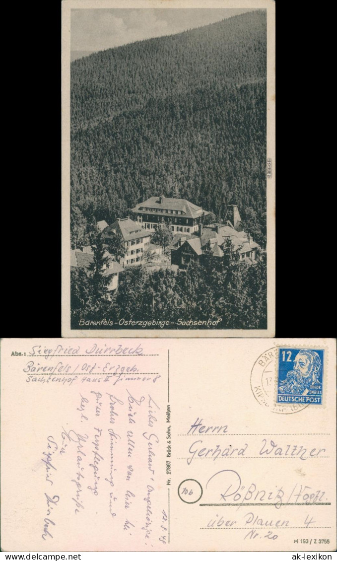 Bärenfels (Erzgebirge)-Altenberg (Erzgebirge) Kur Ferienheime - Sachsenhof 1948 - Altenberg