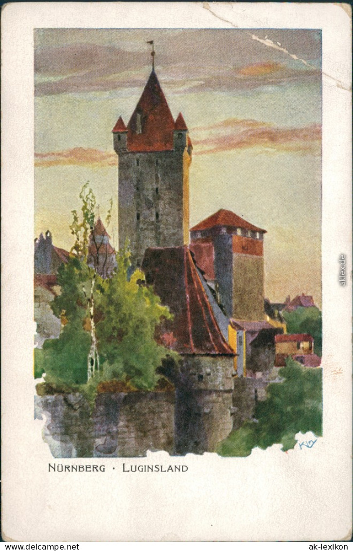 Ansichtskarte Nürnberg Luginsland - Gemälde 1909 - Nuernberg