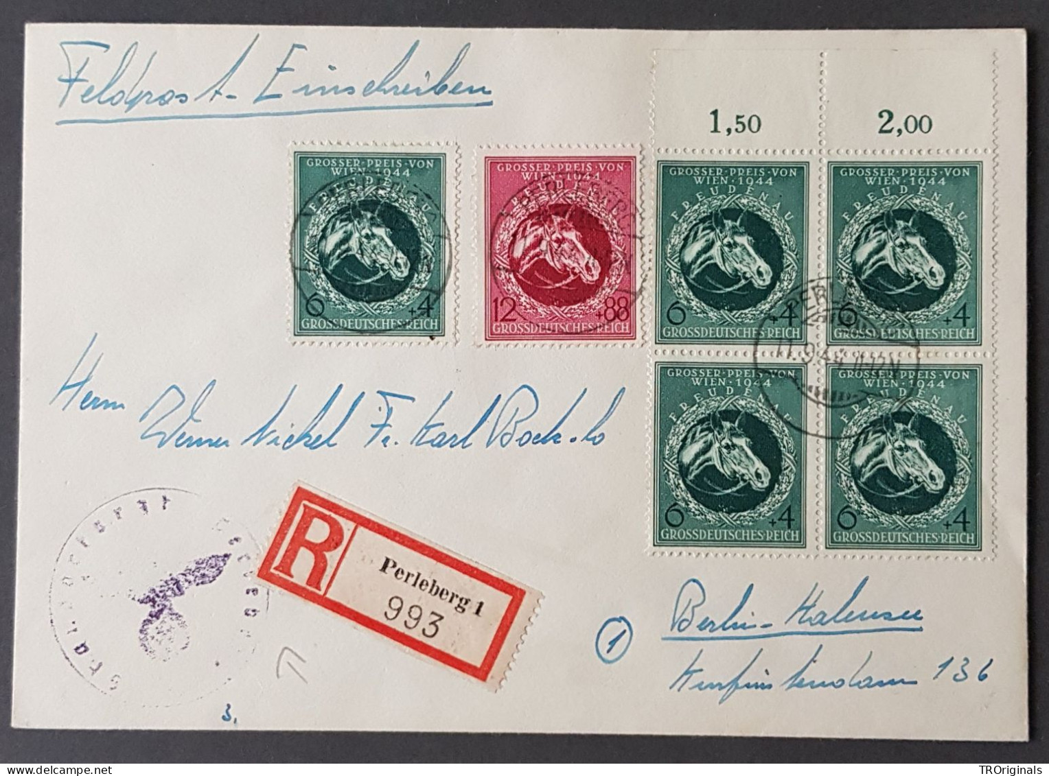 GERMANY THIRD 3rd REICH ORIGINAL FELDPOST COVER VIENNA DERBY COMMEMORATIVE CANCELS - Briefe U. Dokumente