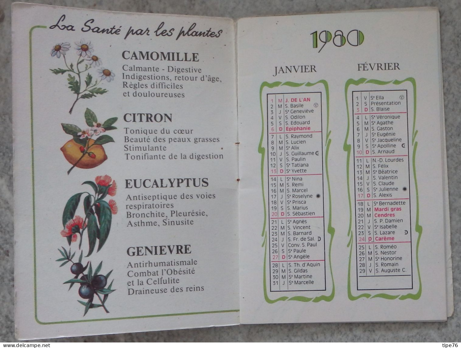 Petit Calendrier Poche Agenda 1980 Illustration Femme St Jean - Coiffeur Coiffure Bourg La Reine  - 16 Pages - Klein Formaat: 1971-80