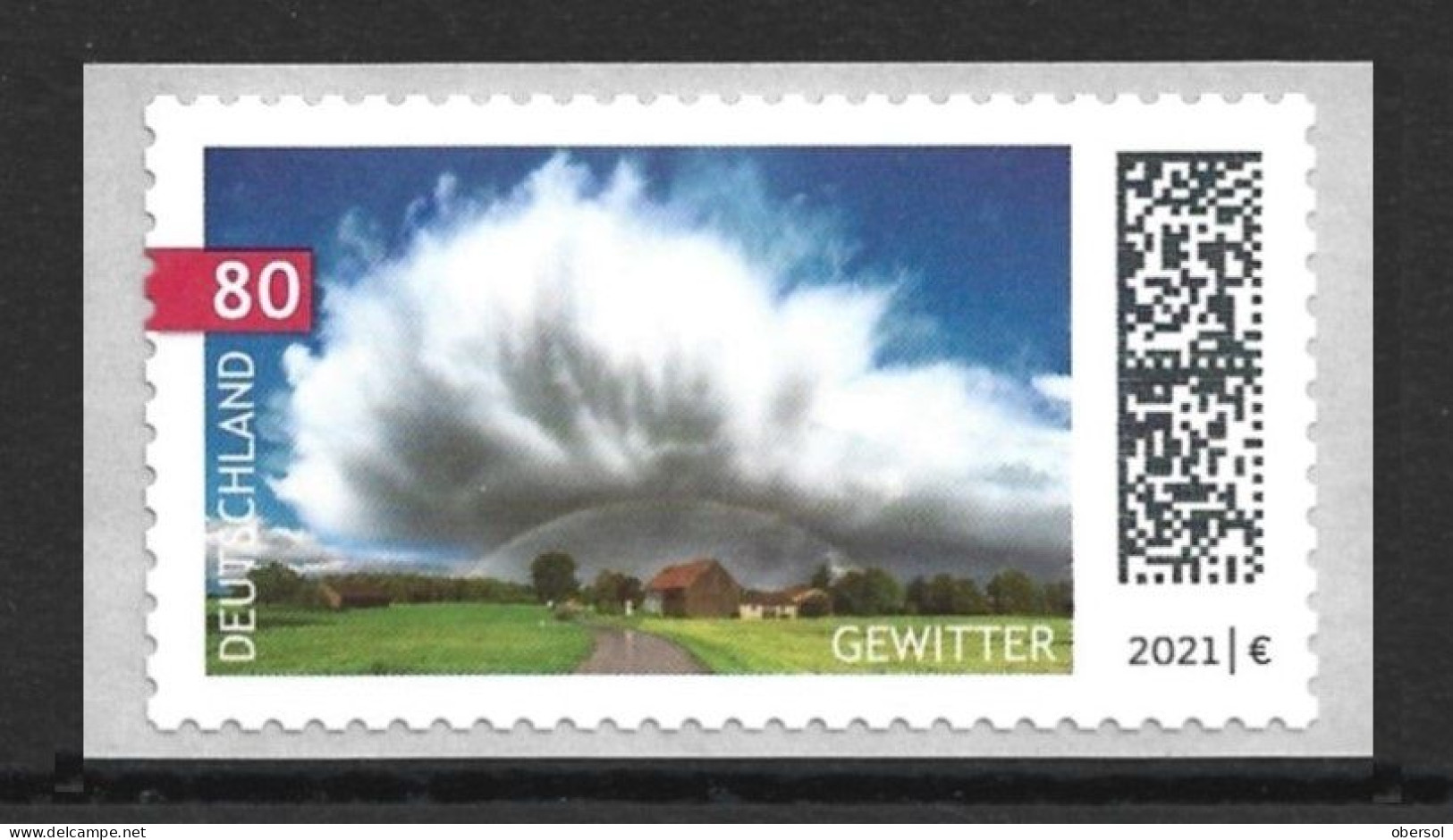 Germany 2021 Atmosferic Events - Storm Thunderstorms Selfadhesive Stamp From Roll MNH (with Number At Back) - Ungebraucht