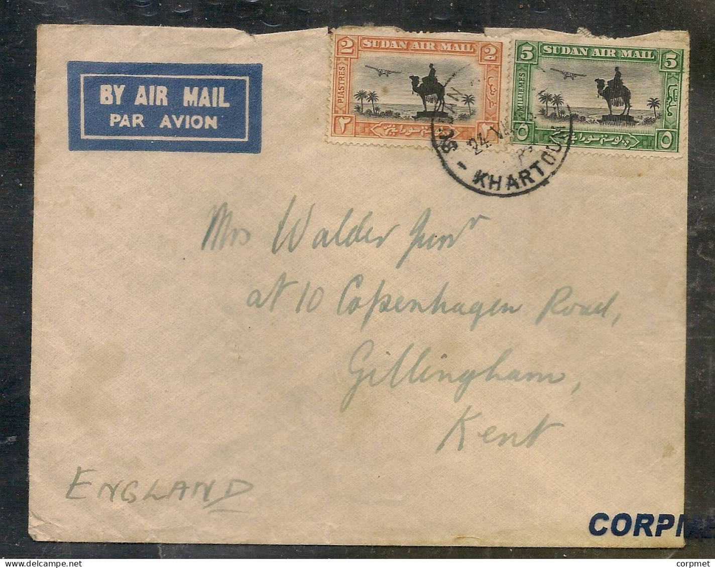 SUDAN - 1933 Air Mail COVER From KHARTOUN To KENT - ENGLAND - Sudan (1954-...)