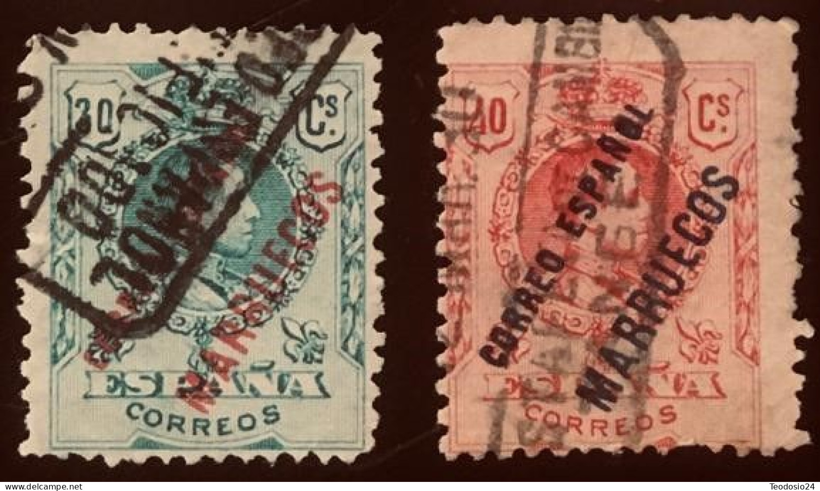 ESPAÑA - Tangier,1921 Spanish Postage Stamps Overprinted "CORREO ESPANOL-MARRUECOS"30+40C,Obliterated,Rare - Maroc Espagnol