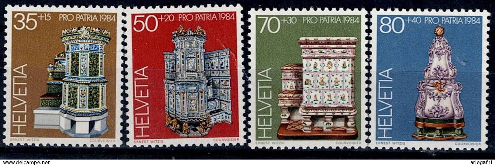 SWITZERLAND 1984 PRO PATRIA TREASURES FROM SWISS MUSEUMS TILED STOVE MI No 1272-5 MNH VF!! - Neufs