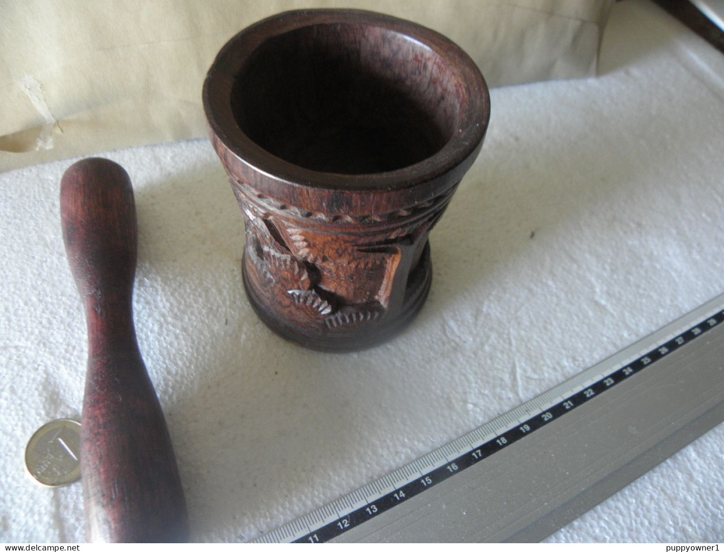 Petite Vintage Mortier Et Pilon En Bois Africain - Other & Unclassified