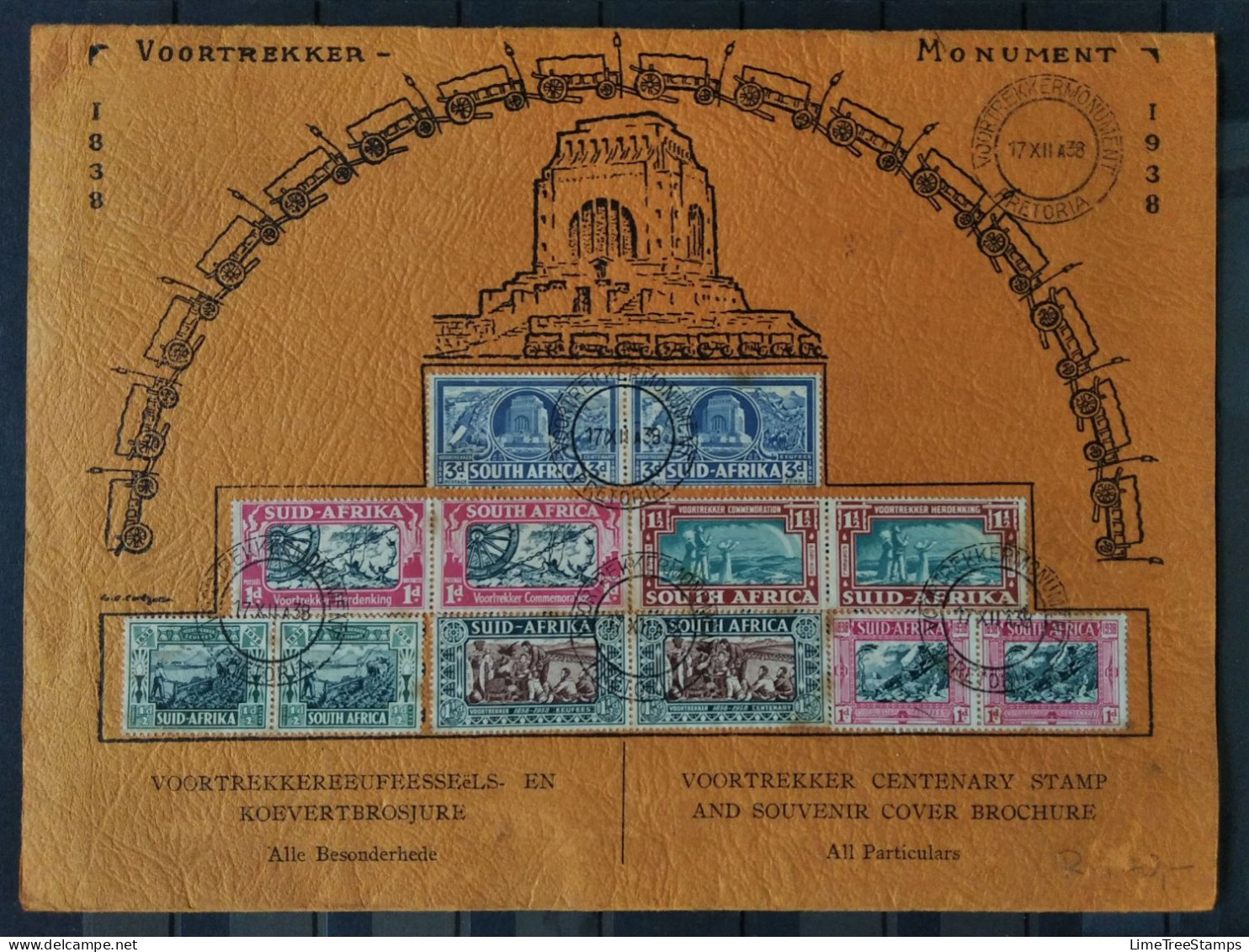 SOUTH AFRICA Original 1938 Voortrekker Centenary Stamp And Souvenir Cover Brochure With Program - Briefe U. Dokumente