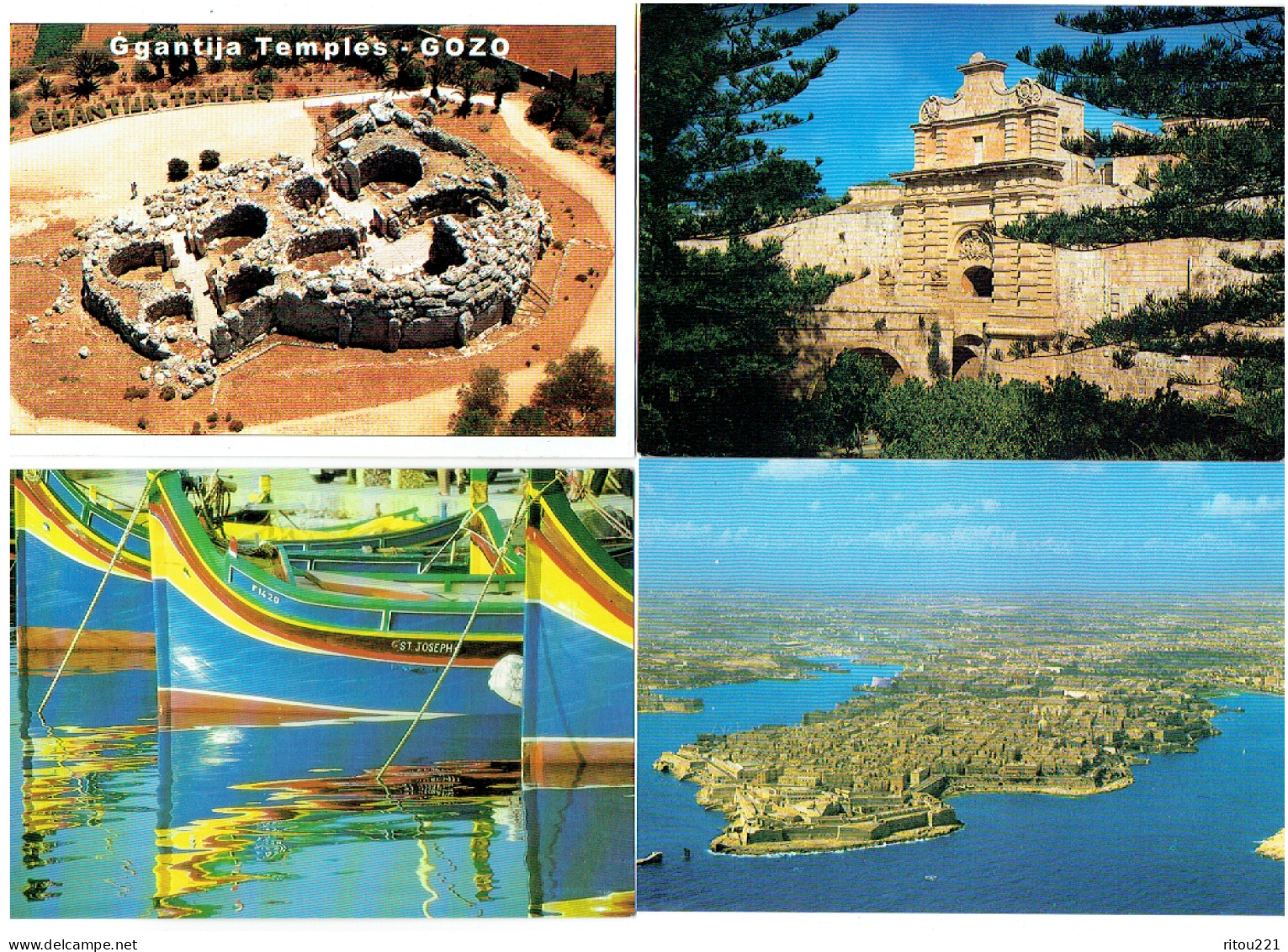 LOT 4 Cpm - MALTE - MALTA - Temple Gozo LUZZU Bateau St Joseph MDINA Vue Aérienne VALLETTA - Malte