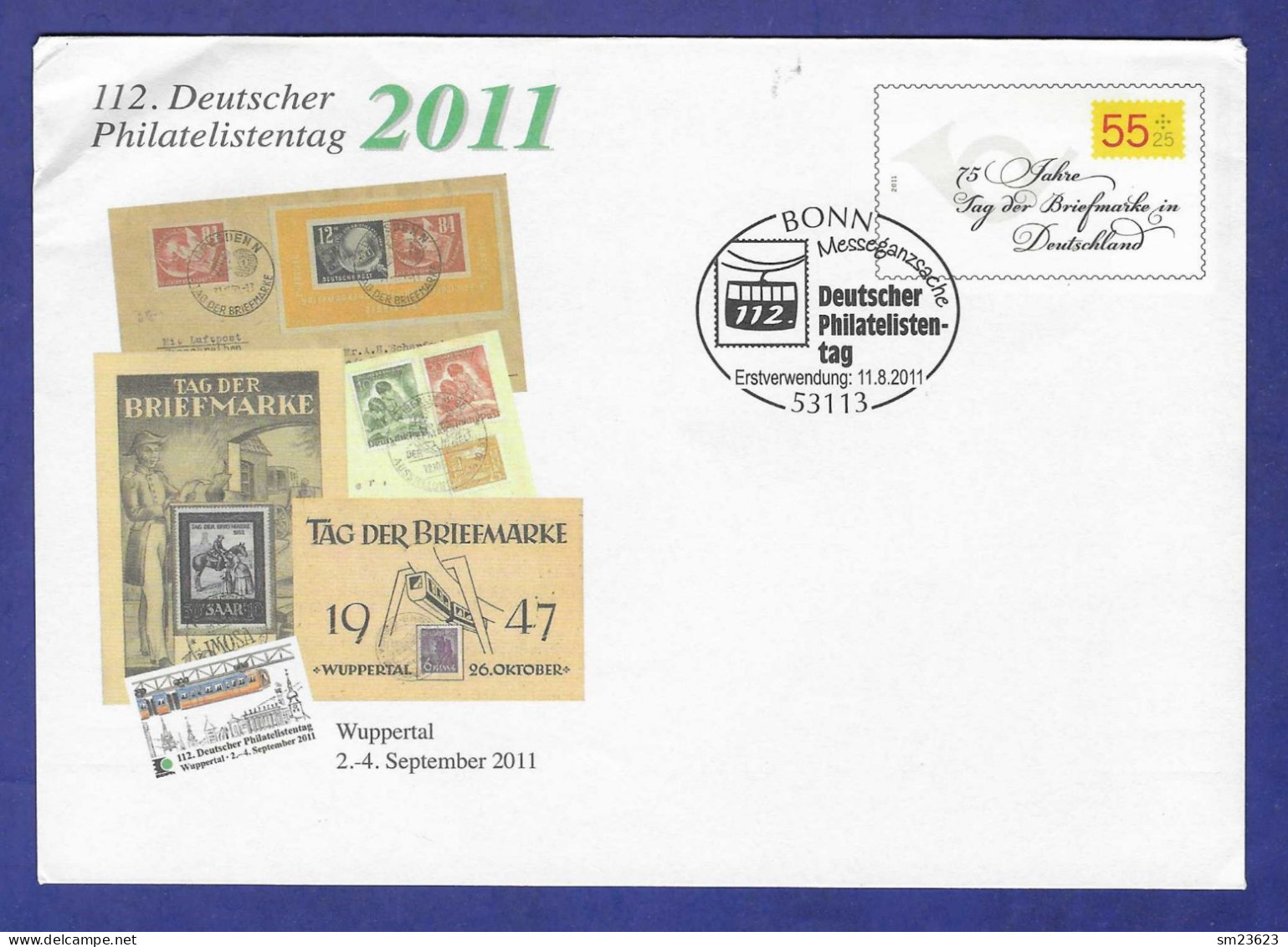 BRD 2011 , 112. Deutscher Philatelistentag  - Ganzsache / Brief - Ausgabestempel  Bonn 11.8.2011 - Covers - Used