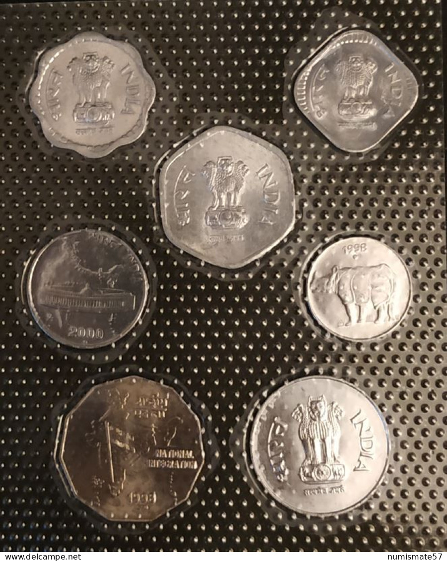 INDE - INDIA - SERIE DE 7 PIECES DIFFERENTES - 1 RUPEE - 2 RUPEES - 5 - 10 20 - 25 - 50 PAISE - Inde