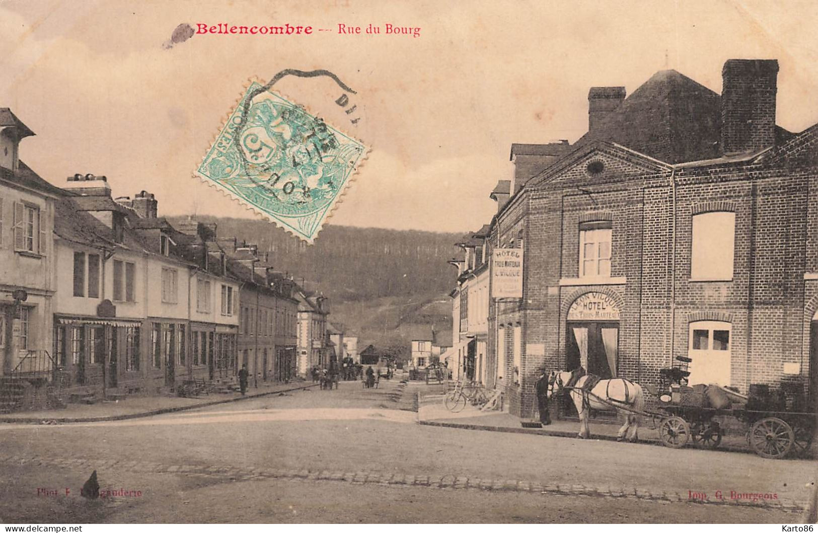 Bellencombre * Rue Du Bourg * Hôtel Des Trois Marteaux LEON VILQUE * Attelage - Bellencombre