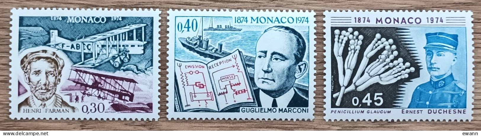 Monaco - YT N°959 à 961 - Henri Farman / Guglielmo Marconi / Ernest Duchesne - 1974 - Neuf - Neufs