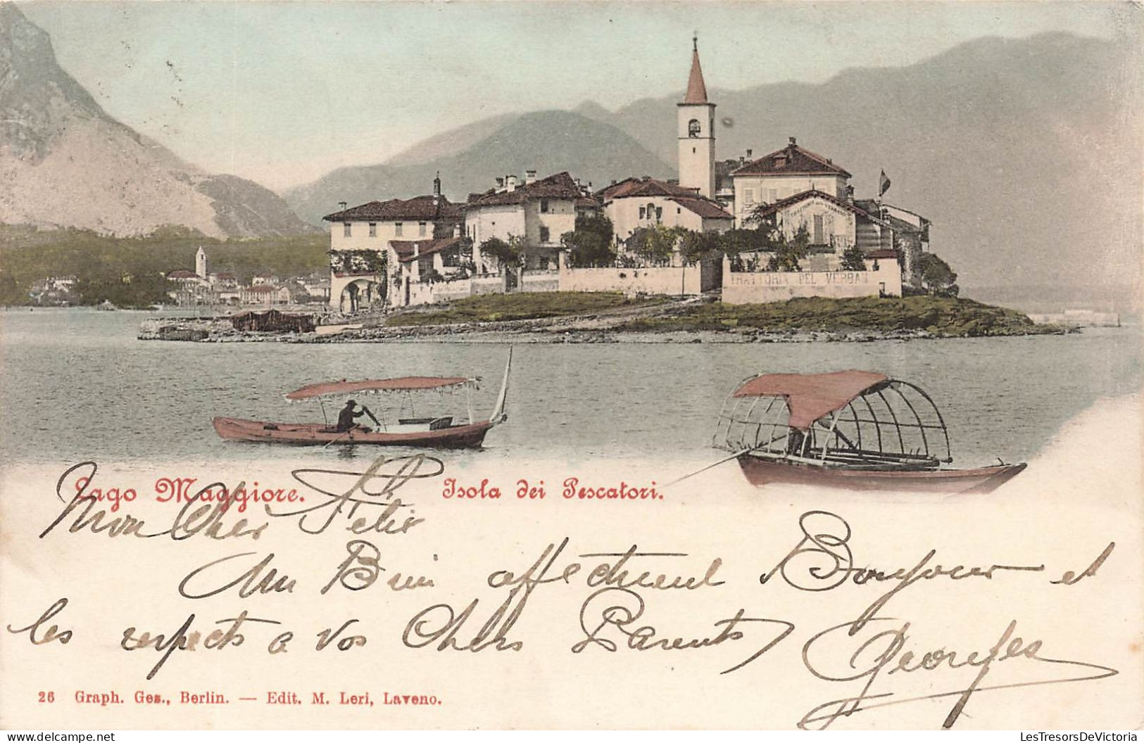 Italie - Isola Dei Pexatori Lago Maggiore - Carte Colorisée-  Barque Sur L'eau - Clocher D'élise - Sonstige & Ohne Zuordnung