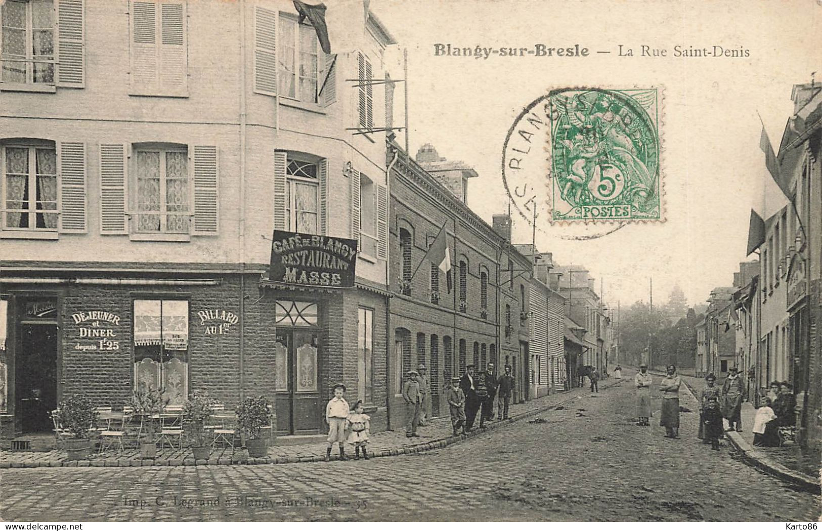Blangy Sur Bresle * La Rue St Denis * Café Restaurant De Blangy MASSE Propriétaire - Blangy-sur-Bresle