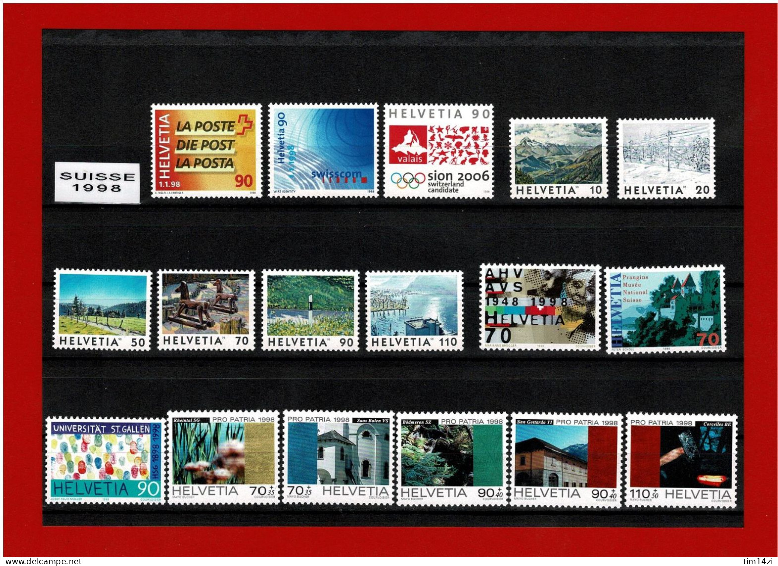 SUISSE - 1561/1599 - TIMBRES NEUFS** - ANNEE COMPLETE 1998 -  COTE Y&T 2021 : 74.40 € - Nuovi