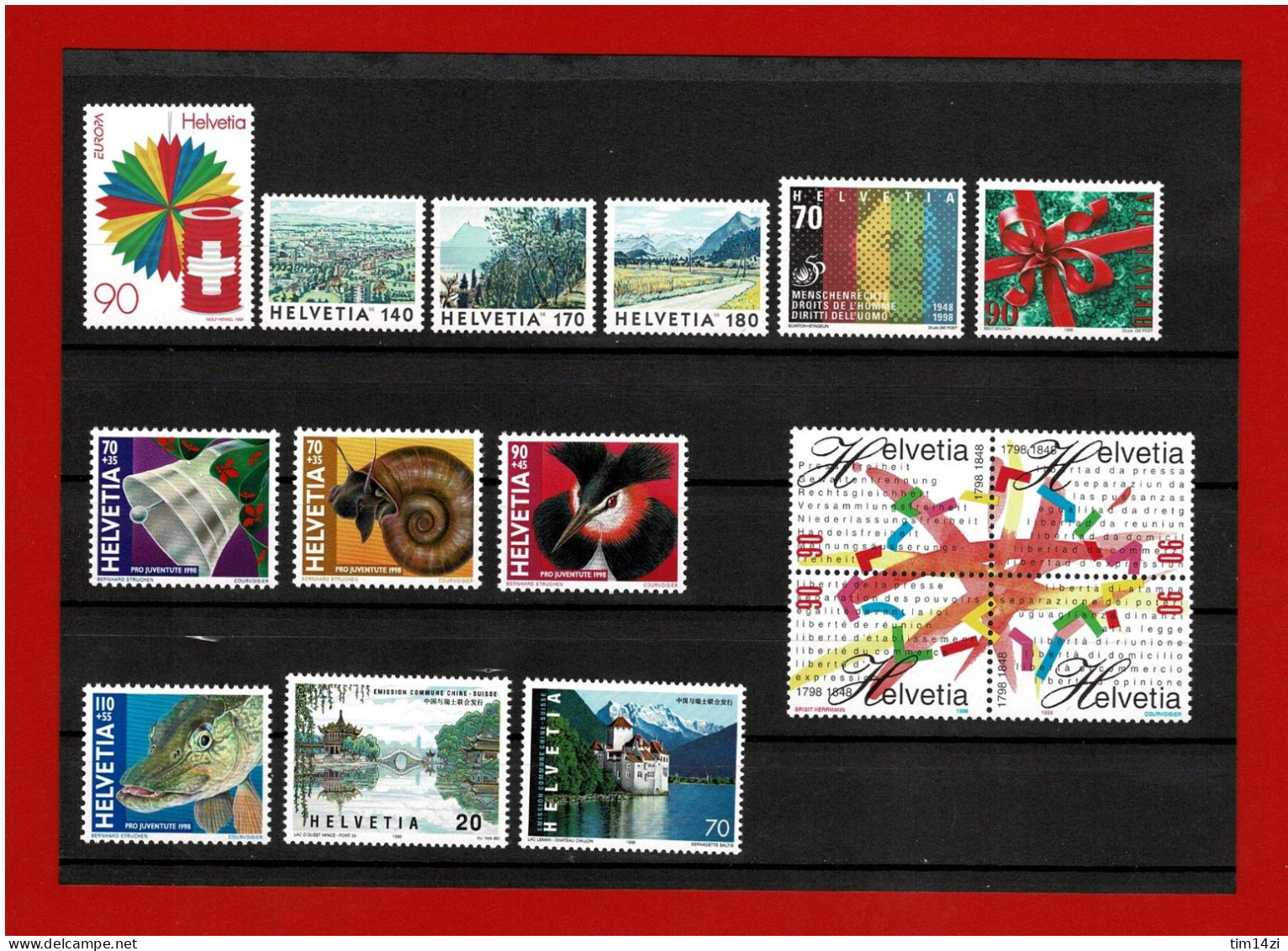 SUISSE - 1561/1599 - TIMBRES NEUFS** - ANNEE COMPLETE 1998 -  COTE Y&T 2021 : 74.40 € - Ungebraucht