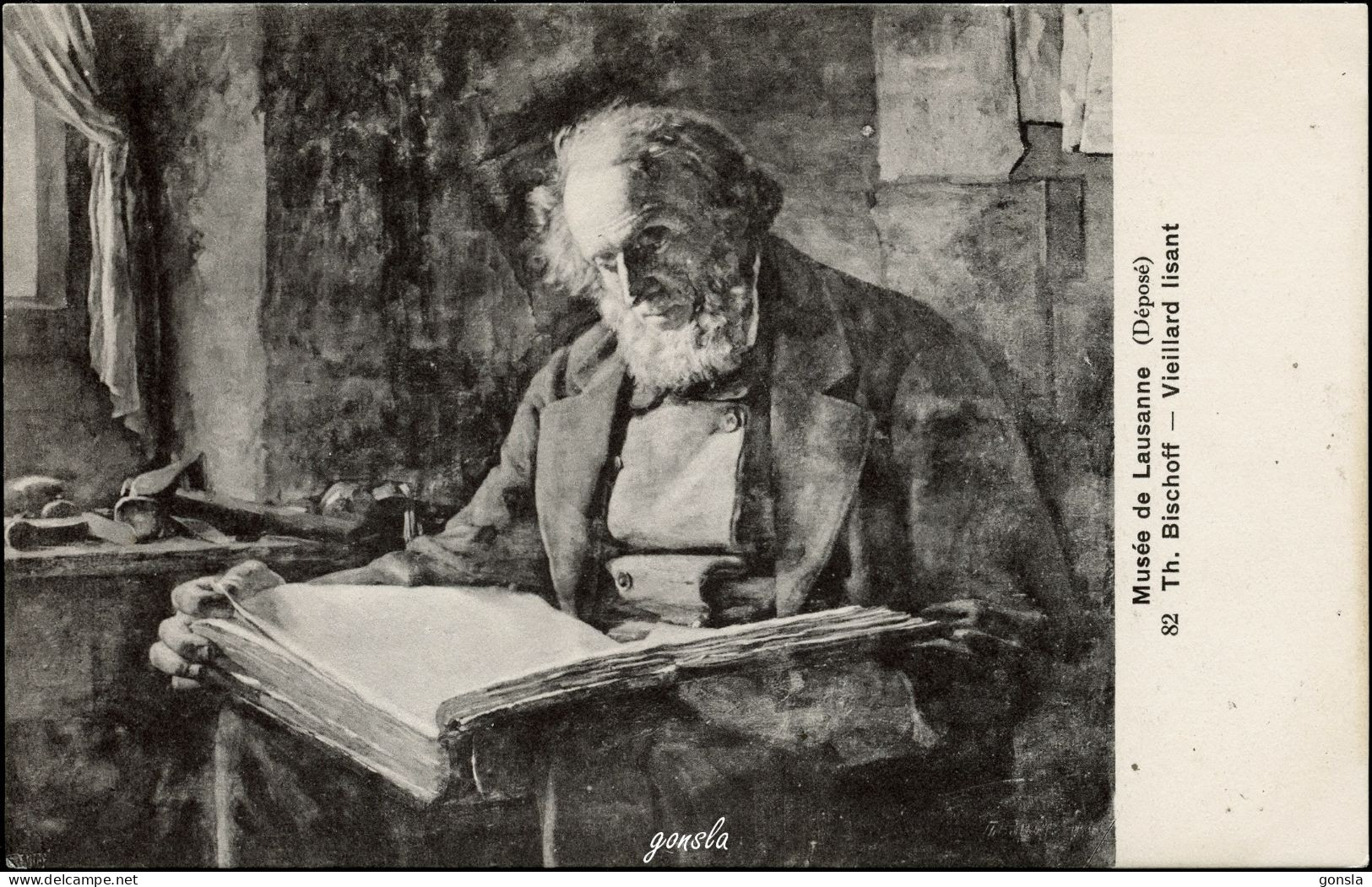 VIELLARD LISANT 1910 "Th. Bischoff" - Peintures & Tableaux