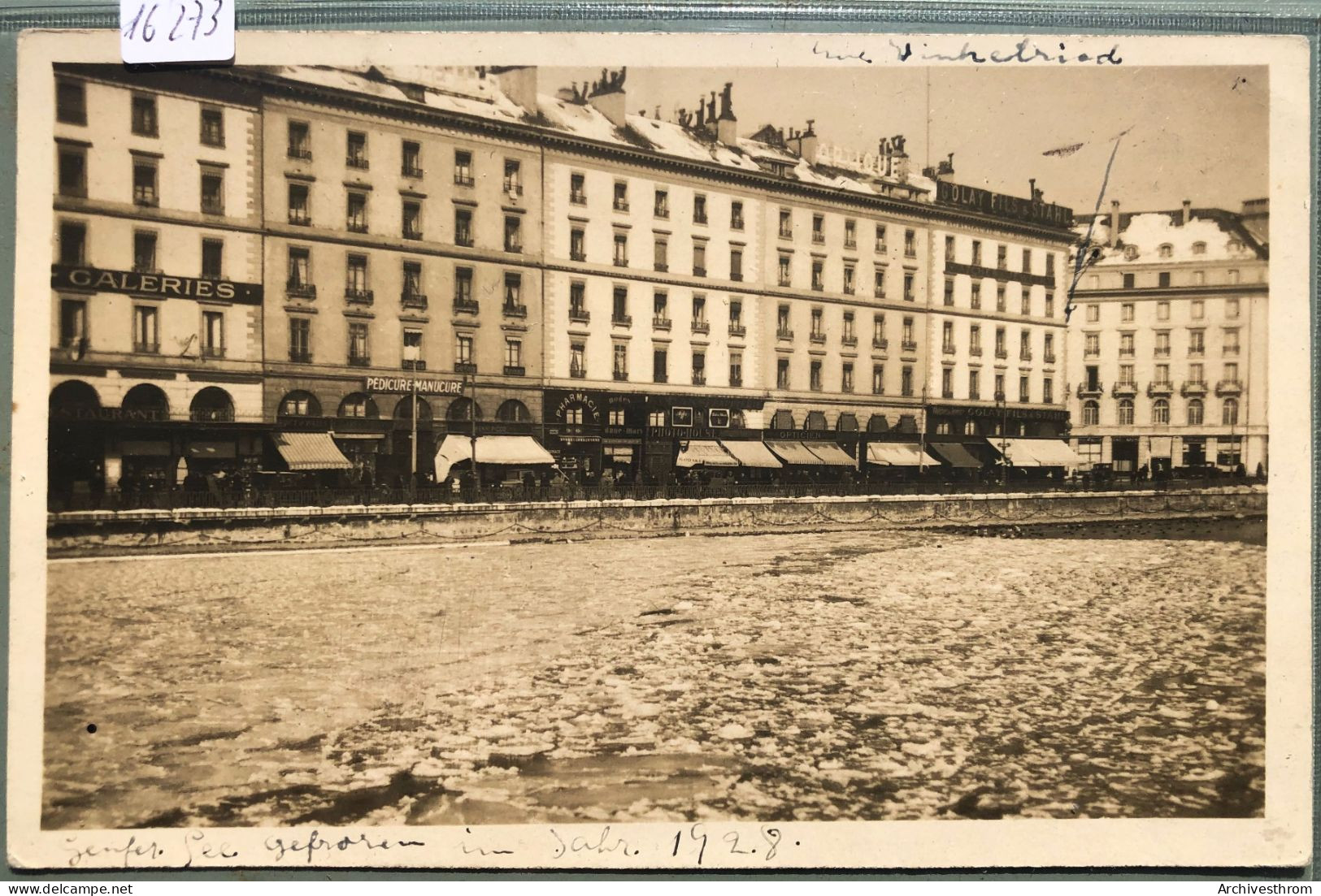 Genève - Quai Des Bergues Et Rue Winkelried Avec Le Rhône Gelé En 1928 (16'273) - Genève