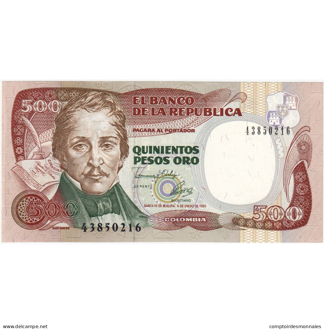 Colombie, 500 Pesos Oro, 1993, 1993-01-04, KM:431A, NEUF - Colombie