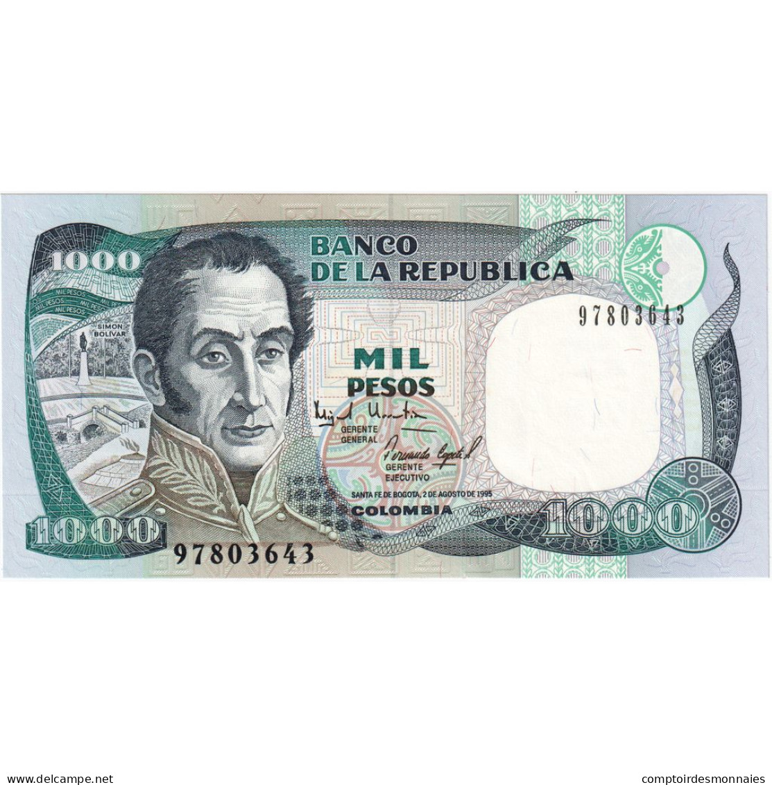 Colombie, 1000 Pesos, 1995, 1995-10-02, KM:438, NEUF - Kolumbien