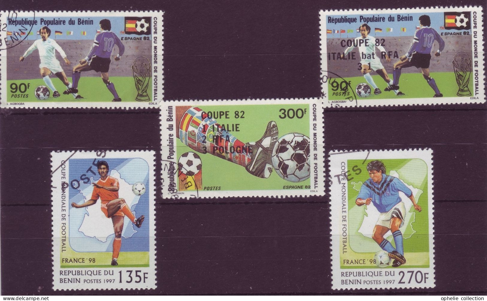 Afrique - Bénin - Coupe Du Monde De Football - 5 Timbres Différents - 7094 - Benin – Dahomey (1960-...)
