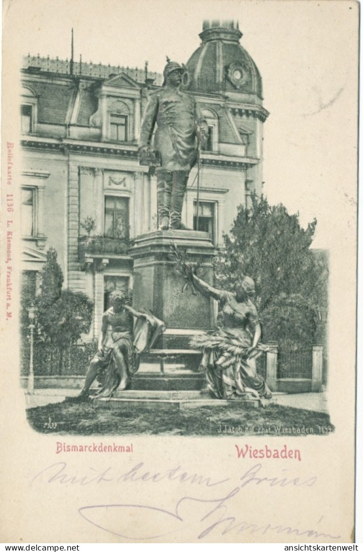 Bismarckdenkmal Wiesbaden Reliefkarte Gl1900 #105.079 - Hombres Políticos Y Militares