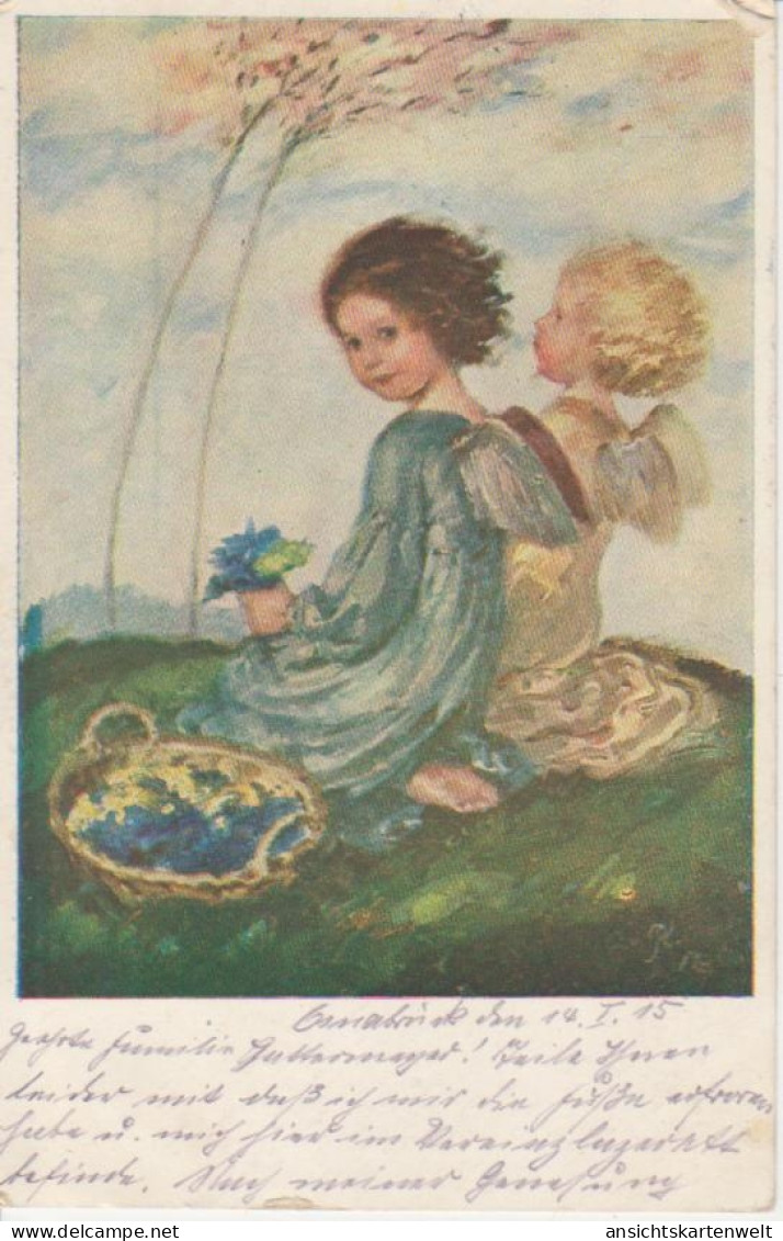 Kinder Beim Blumenpflücken Feldpgl1915 #82.579 - Altri & Non Classificati