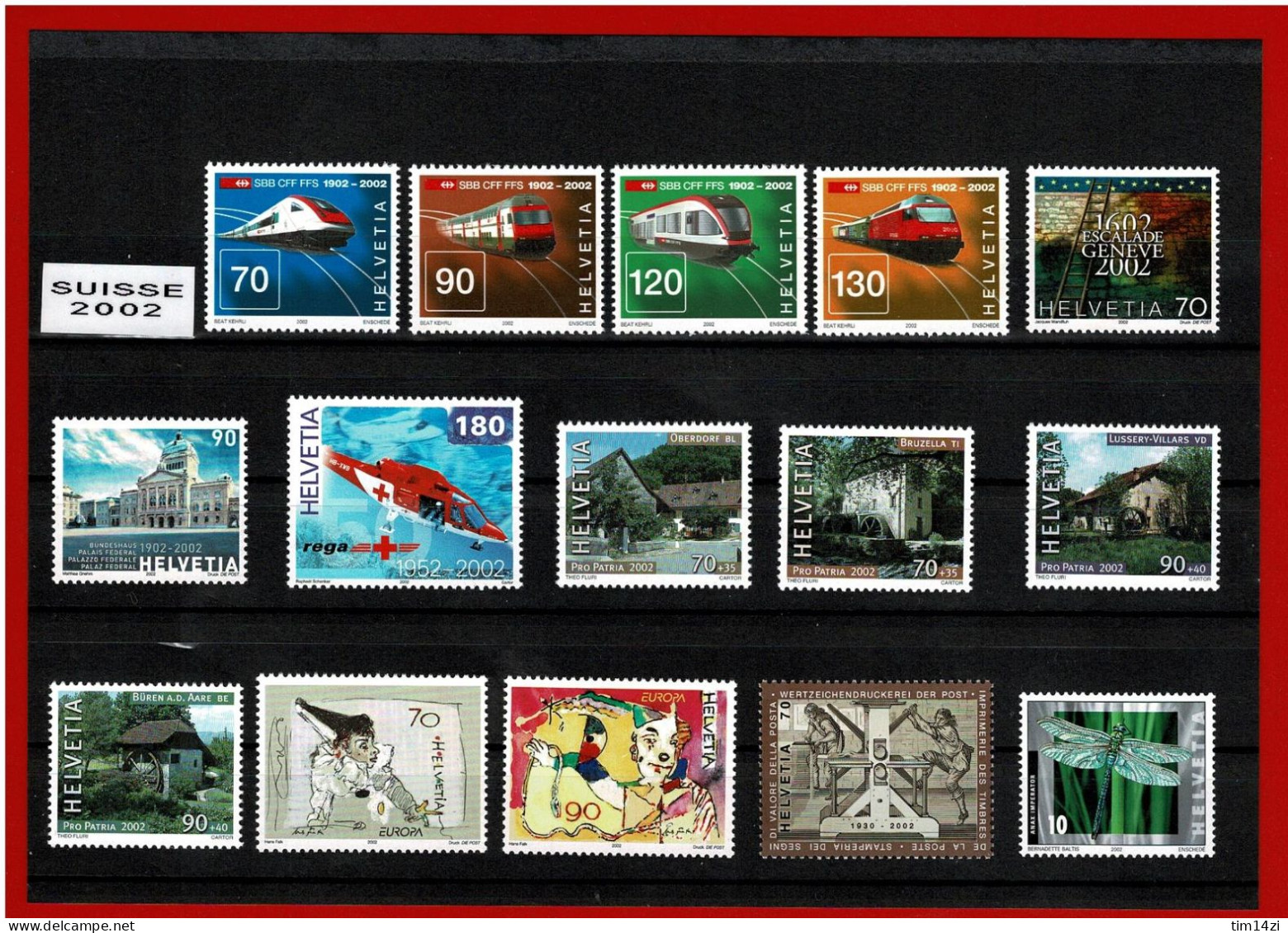 SUISSE - 1703/1744 - TIMBRES NEUFS**-  ANNEE COMPLETE 2002 -  COTE Y&T 2021 : 109.65 € - Ungebraucht