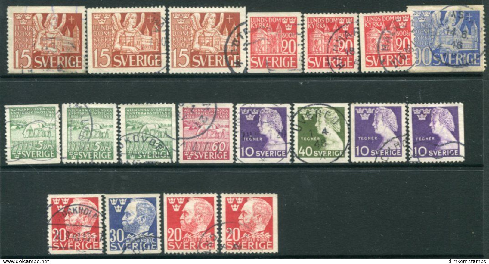 SWEDEN 1946 Complete Issues Used.  Michel 318-26 - Used Stamps