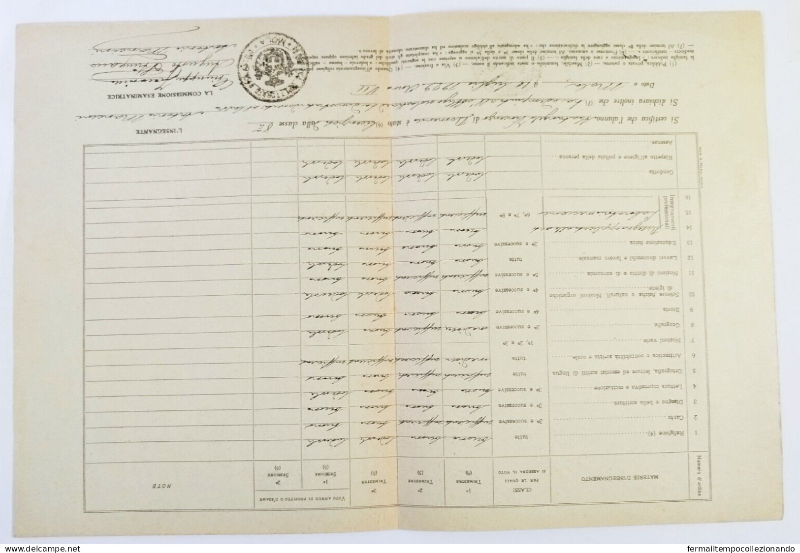 Bp77 Pagella Fascista Opera Balilla Regno D'italia  Mola Bari 1929 - Diploma & School Reports