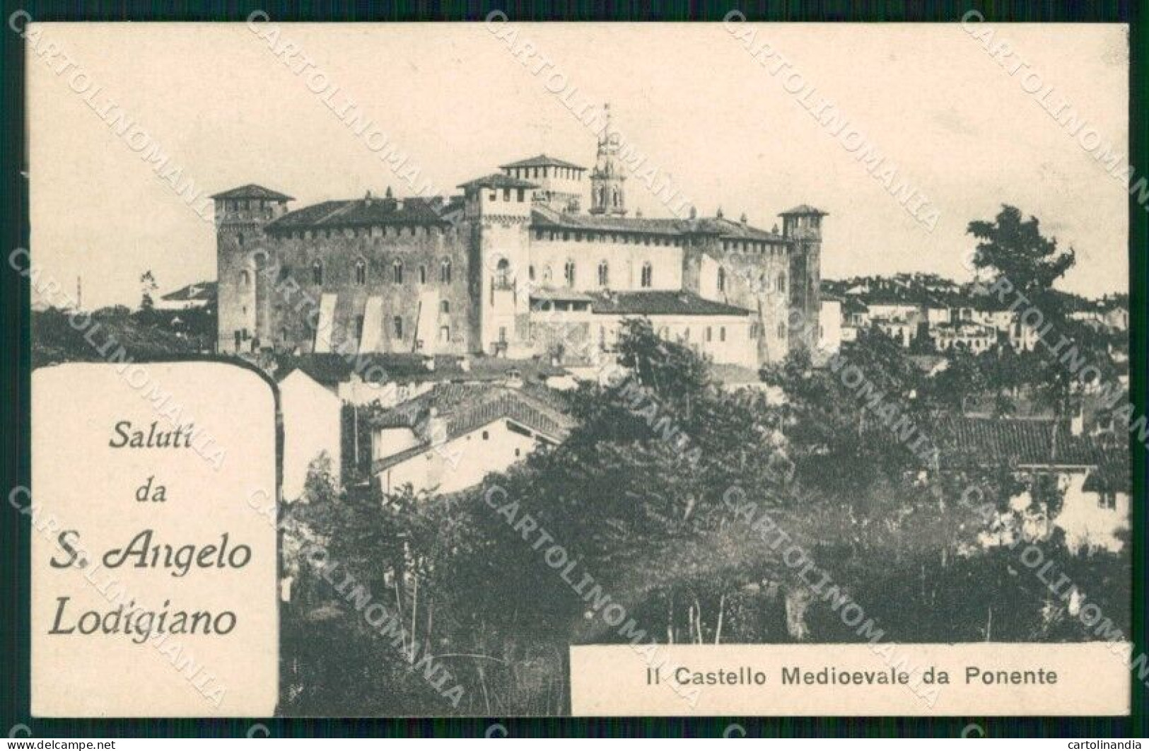 Lodi Sant'Angelo Lodigiano Saluti Da Castello Medioevale ABRASA Cartolina RT1498 - Lodi