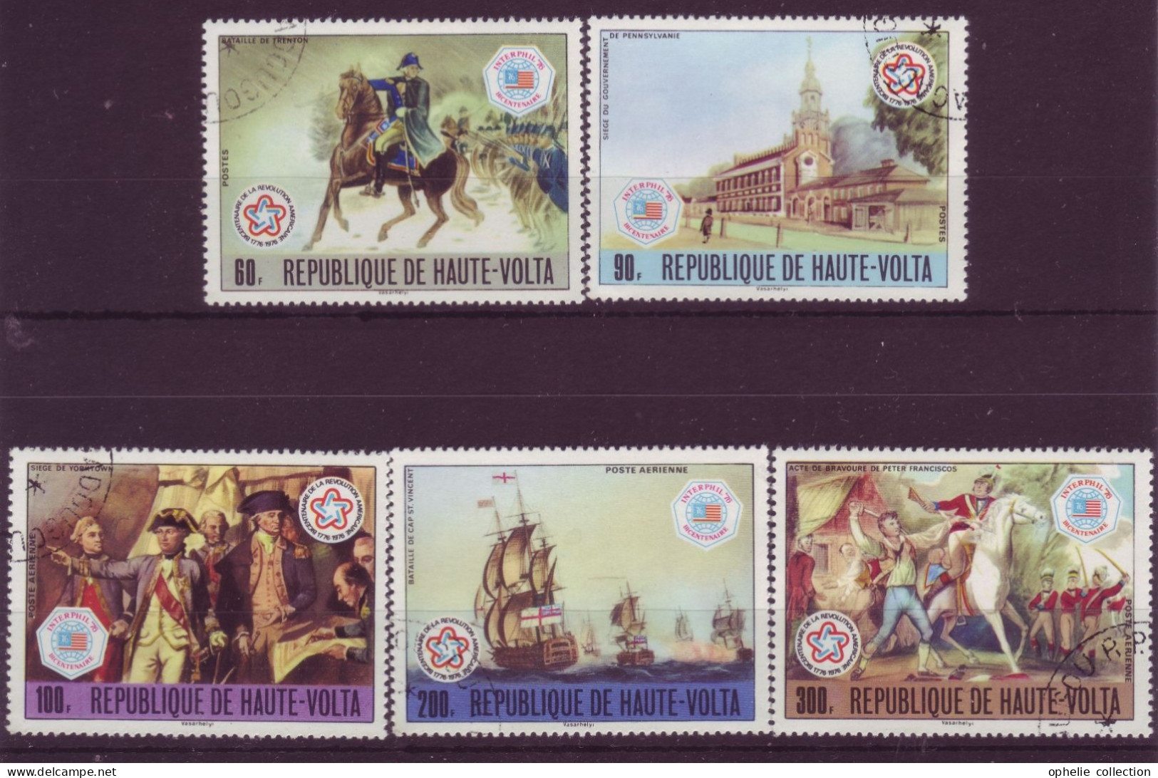 Afrique - Haute-Volta - Bicentenaire De La Révolution Américaine - 5 Timbres Différents - 7097 - Haute-Volta (1958-1984)