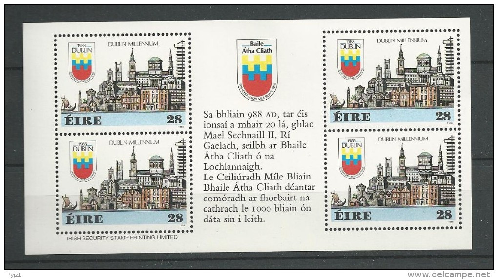 1988 MNH Booklet Pane Irish ,  Eire, Ireland, Irland, Postfris - Nuevos