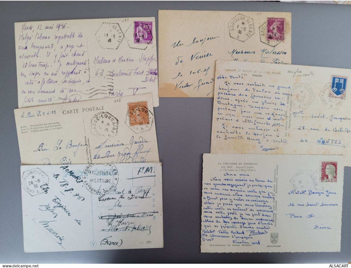 Lot De Cartes Postales Et Lettres Avec Cachets De Cuirassées, Croiseurs Porte Avion , Tres Bon Lot - 1921-1960: Période Moderne