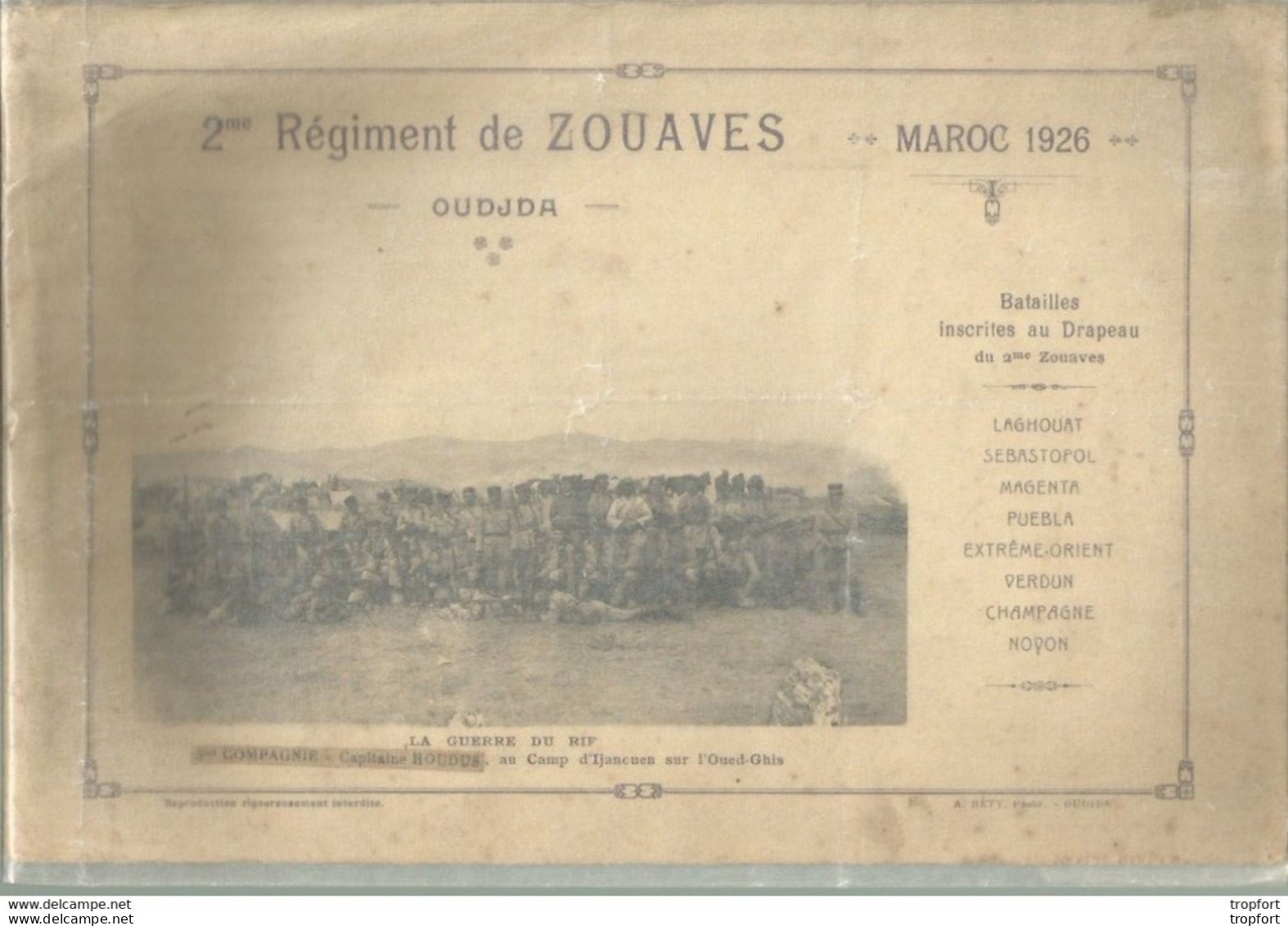 Livret PHOTOS 2 -ème REGIMENT DE ZOUAVES 1926 OUJDA MAROC Militaria MILITAIRE Généalogie - Guerre 1939-45