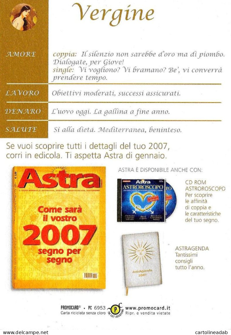 [MD9405] CPM - ASTRA SEGNI ZODIACALI - VERGINE - PROMOCARD 6953 - PERFETTA - Non Viaggiata - Astrologia