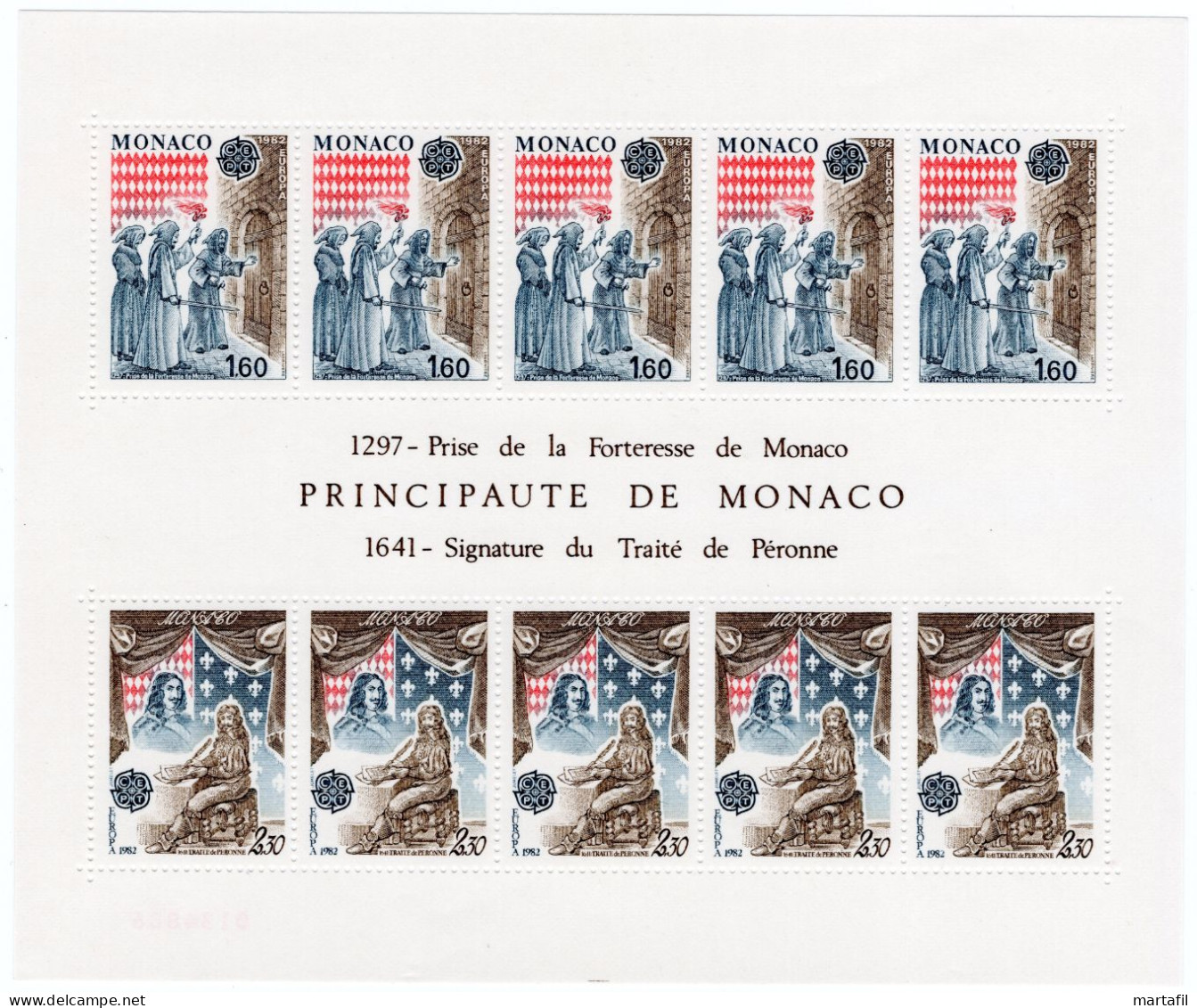 1982 MONACO BF 20 MNH ** Europa, Europa CEPT, Avvenimenti Storici - Blokken