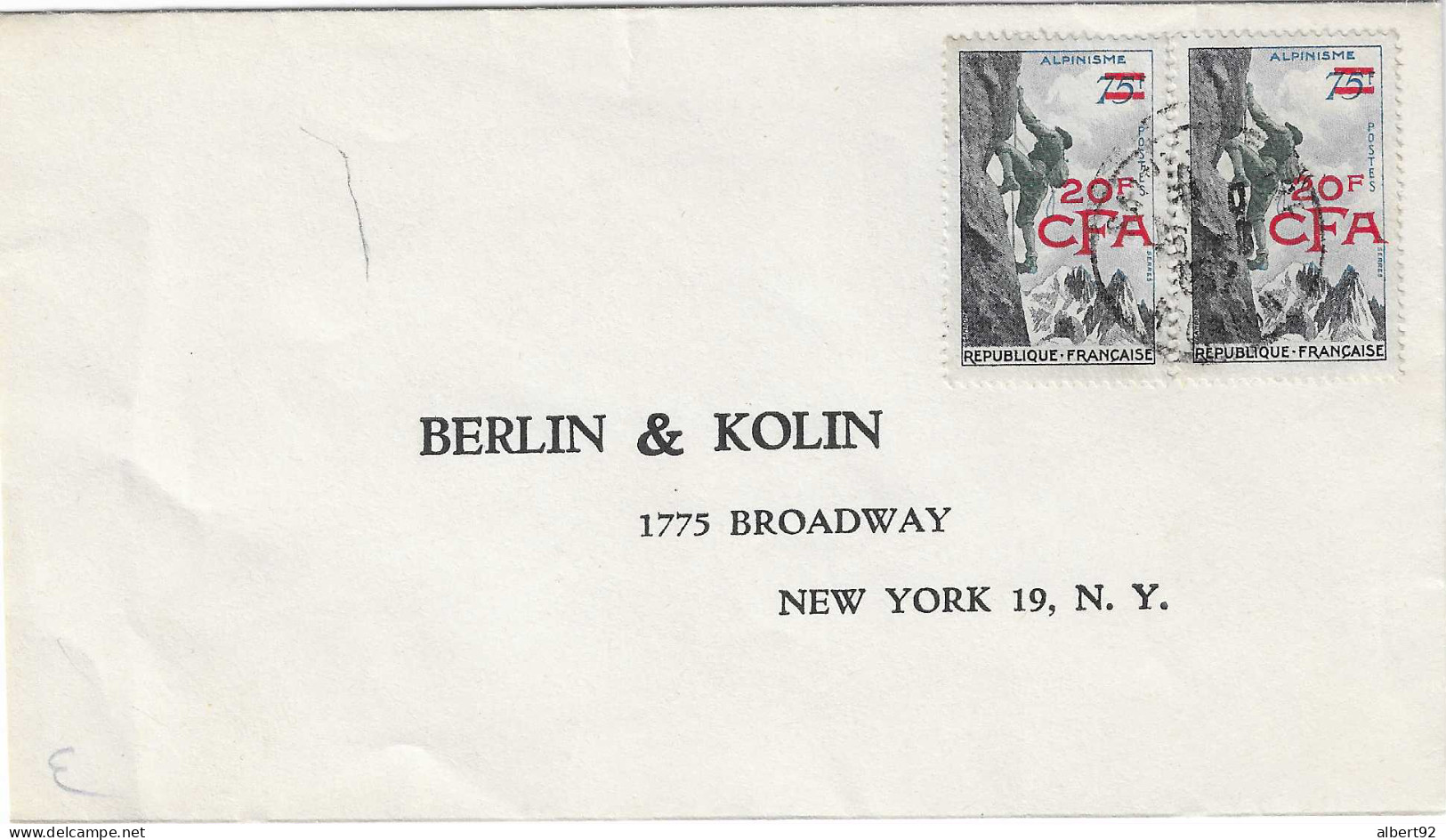 1957 Lettre Pour Les U.S.A. : 2 X N° 360 La Réunion (Alpinisme: Escalade) - Escalade