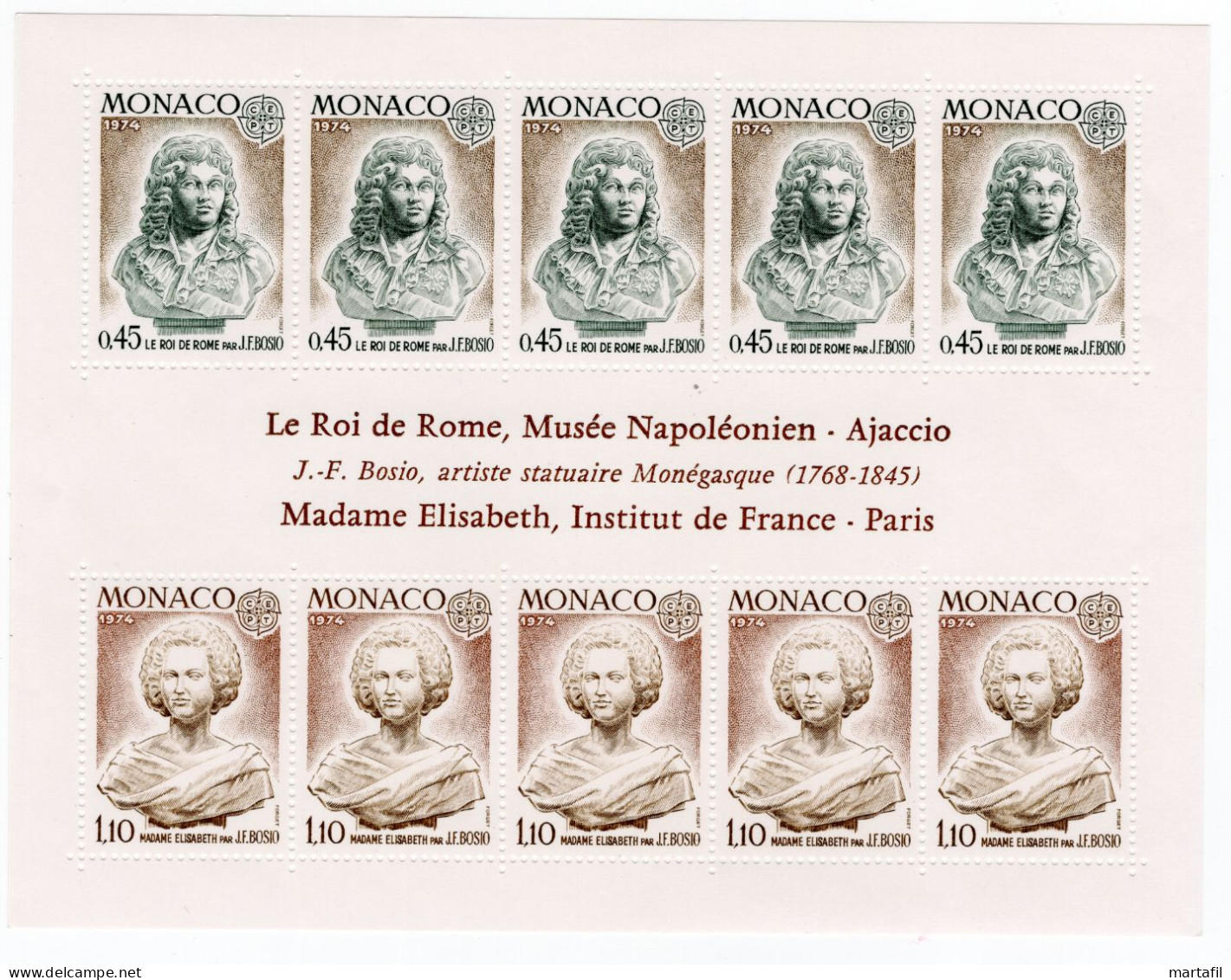 1974 MONACO BF 7 MNH ** Europa, Europa CEPT, Sculture - Blokken