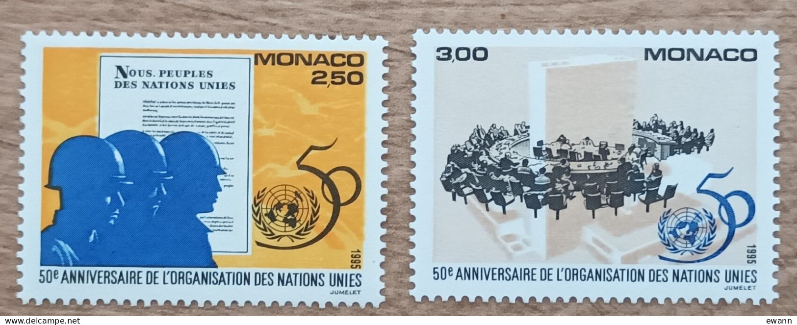 Monaco - YT N°2002, 2003 - 50e Anniversaire De L'Organisation Des Nations Unies / ONU - 1995 - Neuf - Nuevos