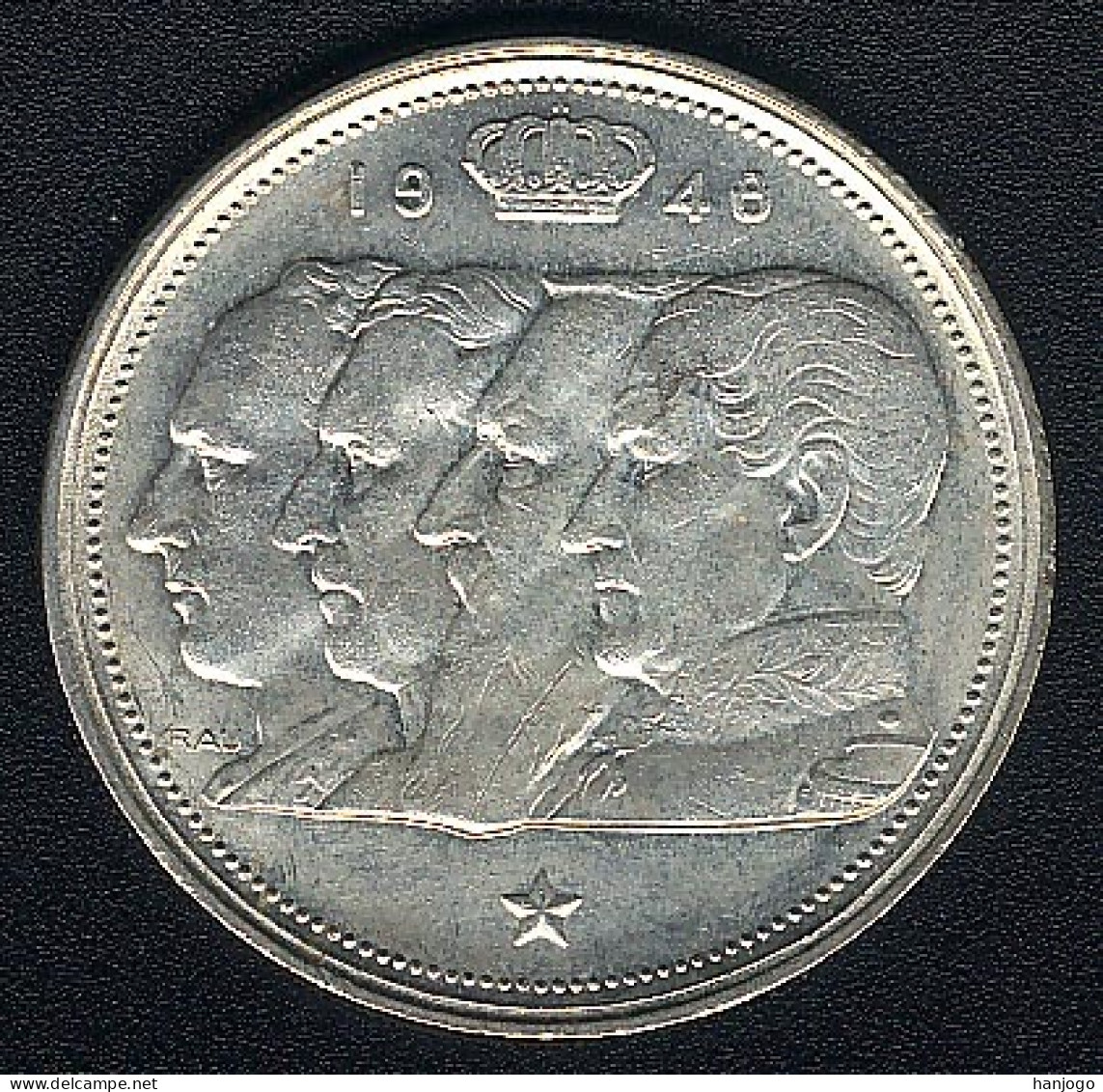 Belgien, 100 Francs 1948 Franz., Silber - 100 Francs