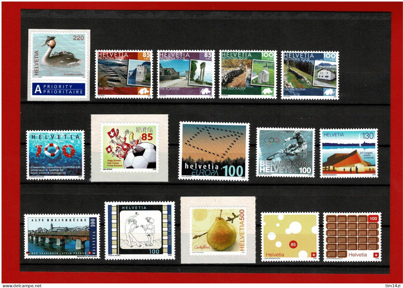 SUISSE - 1969/2014 - TIMBRES NEUFS**-  ANNEE COMPLETE 2008 -  COTE Y&T 2021 : 135.65 € - Nuevos