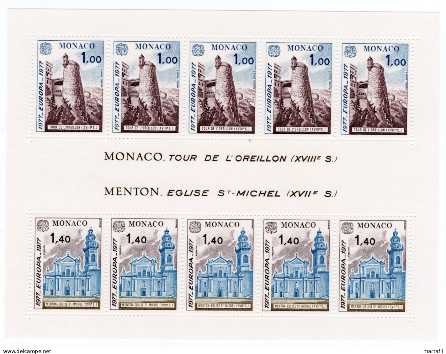 1977 MONACO BF 11 MNH ** Europa, Europa CEPT, Vedute - Blocks & Sheetlets
