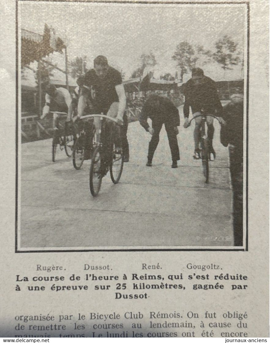 1905 LES SPORTS À REIMS - CHAMPIONNAT DE NATATION - CYCLISME LA COURSE DE L’HEURE - LA VIE AU GRAND AIR - 1900 - 1949