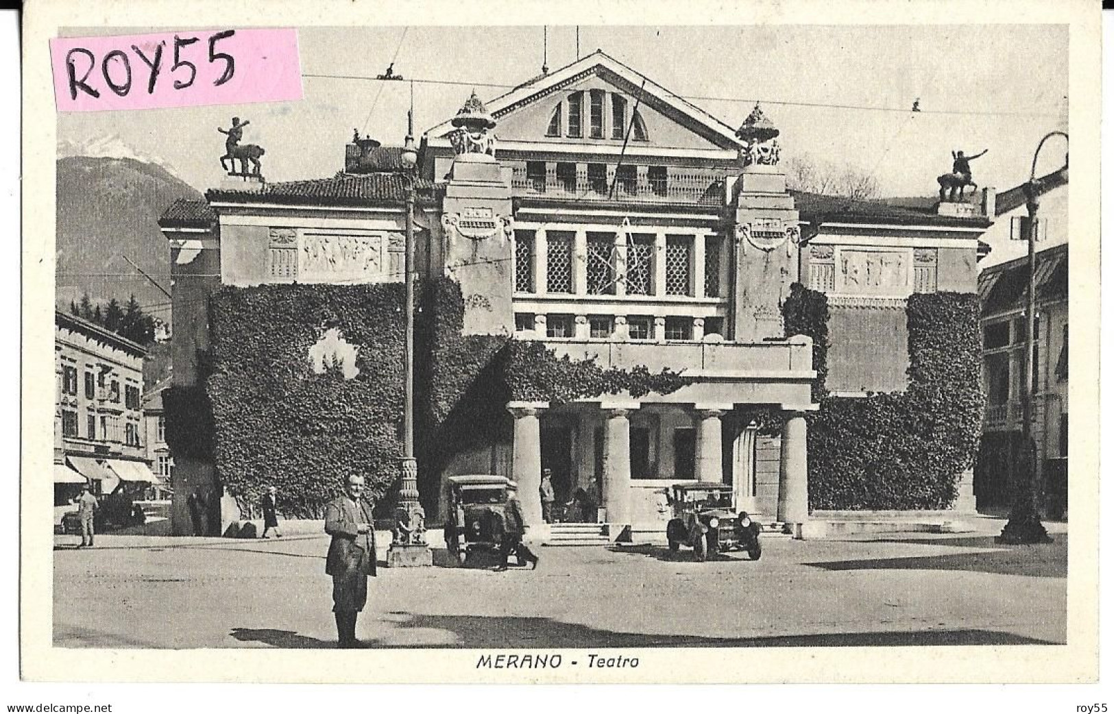 Trentino Alto Adige-merano Teatro Veduta Entrata Teatro Auto Epoca Animata Anni 30 (f.piccolo) - Merano